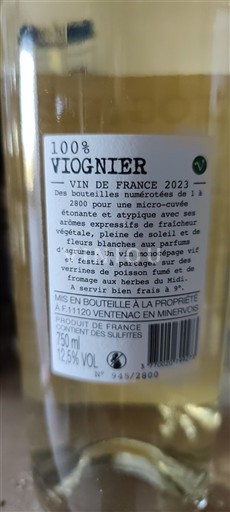 Languedoc Ospecificerad Ventenac en Minervois 100% viognier 2023