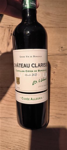 Bordeaux Castillon-côtes-de-bordeaux Château Clarisse Allegria 2023
