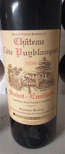Bordeaux Saint-Émilion Château Côte Puyblanquet 2009