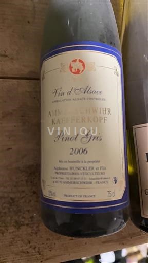 Alsacia No especificado Grand Cru Alphonse Hunckler & Fils Ammerschwihr Kaefferkopf Pinot Gris 2006