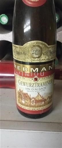 Vin Blanc sec Domaine Fernand Rebmann 2007 France Alsace Vin de France