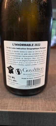 Vallée de la Loire Val de Loire Guy Allion L'Innommable 2022