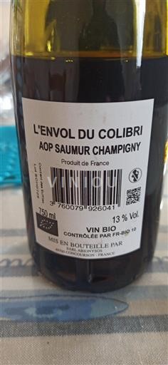 Wines Rouge sec L'Envol du Colibri 2023 France Loire Valley Saumur-Champigny AOC