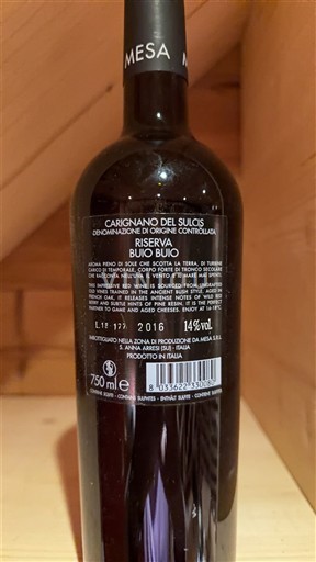 Sardenha Carignano del Sulcis Mesa Buio Buio 2016