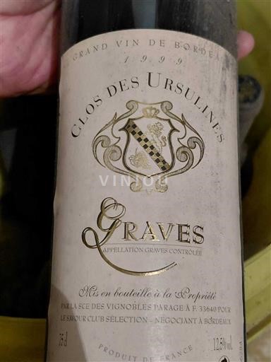 Bordeaux Graves Clos des Ursulines 1999