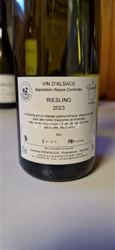 Vinos Blanc sec Riesling Domaine Froehlich 2023 Francia Alsacia Vin de France