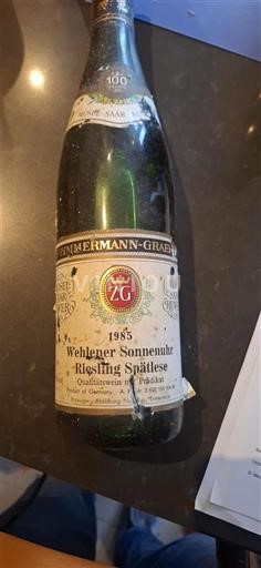 Moseldalen Ospecificerad Zimmermann-Graeff Wehlener Sonnenuhr riesling spaetlese 1985