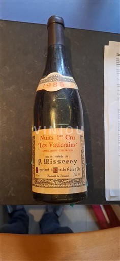 Wijnen Rouge sec Les Vaucrains P. Misserey 1985 Frankrijk Bourgondië Nuits-saint-georges AOC Premier Cru