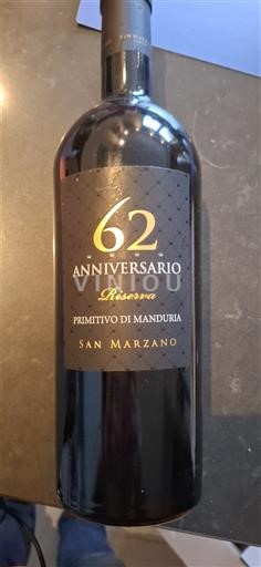 Apulia Primitivo di Manduria San Marzano 62 Anniversario Riserva 2013