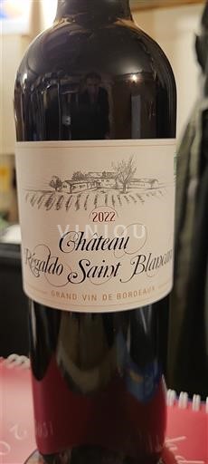 Bordeaux Bordeaux superiore Château Régalado Saint Blancar 2022