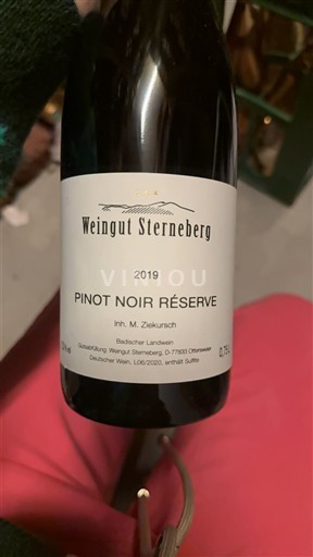 Rượu vang Rouge sec Pinot Noir Réserve Weingut Sterneberg 2019 Đức Baden Không được chỉ định