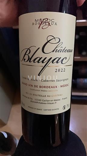 Burdeos Médoc Château Blayac spéciale - Cabernet Sauvignon 2022