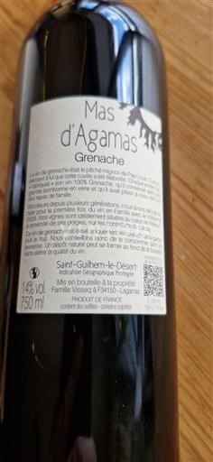Vin Rouge sec Grenache Mas d'Agamas Non millésimé France Languedoc et Roussillon Saint-Guilhem-le-Désert IGP