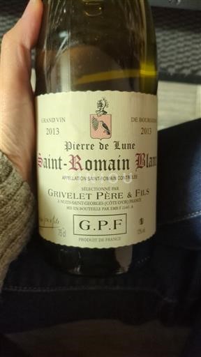 Vinhos Blanc sec Pierre de Lune Grivelet Père & Fils 2013 França Borgonha Saint-Romain AOC