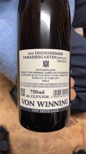 Pfalz Niet gespecificeerd Von Winning Deidesheimer Paradiesgarten Riesling Trocken 2020
