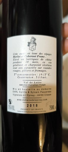 Dolina Loare Domaine L'Epinay 2018