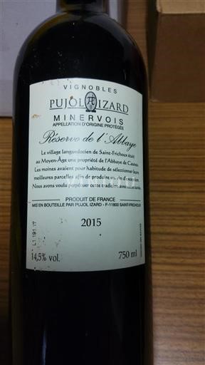 Languedoc Minervois Pujol Izard Réserve de l'Abbaye 2015