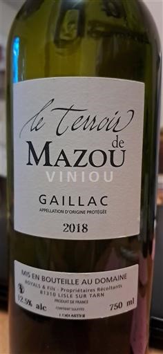 Sudoeste Gaillac Rivals & Fils Le Terroir de Mazou 2018