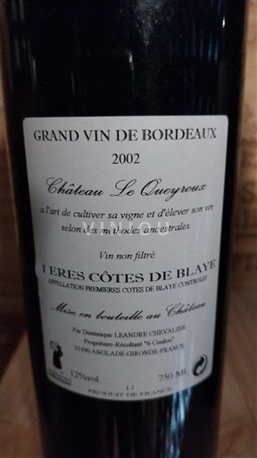 Bordeaux Niet gespecificeerd Château Le Queyroux 2002