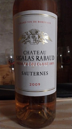 Vinos Blanc liquoreux Château Sigalas Rabaud 2009 Francia Burdeos Sauternes AOC Premier Cru