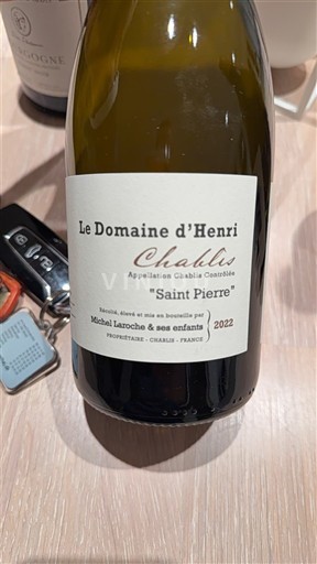 Vini Blanc sec Saint Pierre Domaine Le Domaine d'Henri 2022 Francia Borgogna Chablis AOC