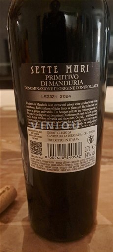 Apulia Primitivo di Manduria Sette Muri 2024