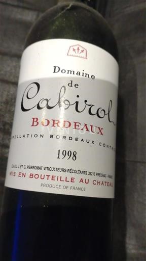 Bordeaux Domaine Cabriol 1998