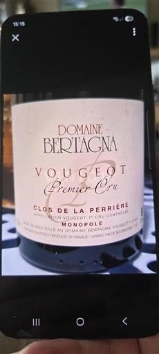 Burgundi Vougeot Premier Cru Domaine Bertagna Clos de la Perrière 2016