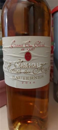 Bordeaux Sauternes Grand Cru Château Romer du Hayot 2010