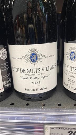 Borgoña Côte de Nuits Villages Patrick Hudelot Vieilles Vignes 2023