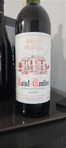 Rượu vang Rouge sec Artus des Moines 2003 Pháp Bordeaux Saint-Émilion AOC