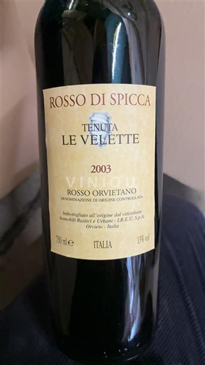 Умбрія Россо Орв'єтано Tenuta Le Velette Rosso di Spicca 2003