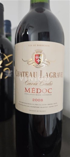 Vinos Rouge sec Cuvée Cadis Château Lagrave 2008 Francia Burdeos Médoc AOC