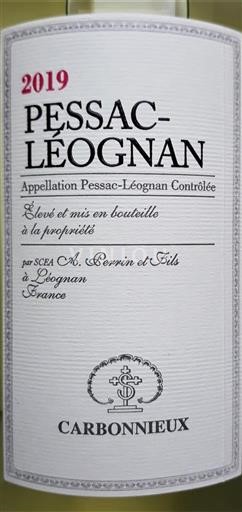 Vin Blanc sec Club des Sommeliers Carbonnieux 2019 France Bordeaux Pessac-Léognan AOC
