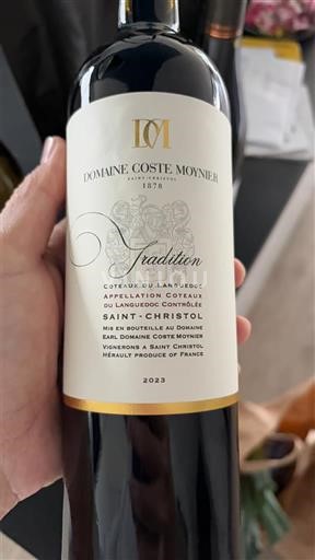 Vini Rouge sec Tradition Domaine Coste Moynier 2023 Francia Linguadoca Coteaux del Languedoc AOC