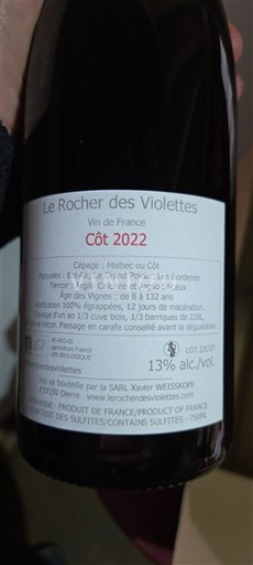 Loire Valley Le Rocher des Violettes Côt 2022