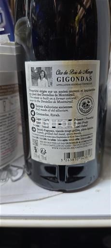 Vale do Ródano Gigondas Clos du Bois de Menge Não Sazonado