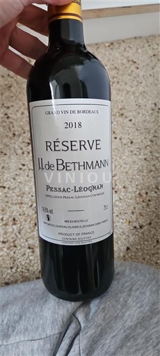 Bordéus Pessac-Léognan L. de Bethmann Réserve 2018