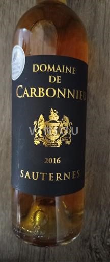 Bordeaux Sauternes Domaine Carbonnieu 2016