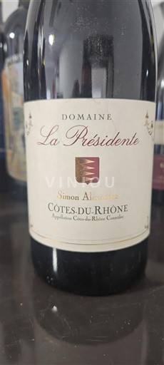 Rhône Valley Côtes-du-Rhône Domaine La Présidente Simon Alexandre 2008