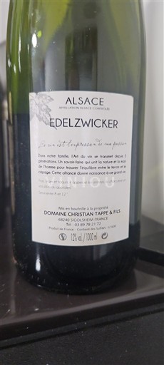 Wines Blanc sec Edelzwicker Domaine Christian Tappe & Fils Non millésimé France Alsace Vin de France