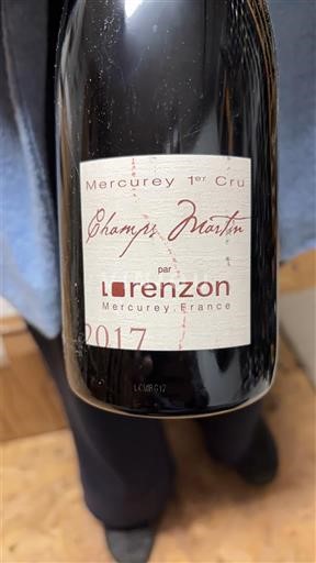 Burgundy Mercurey Premier Cru Domaine Lorenzon Champ Martin 2017