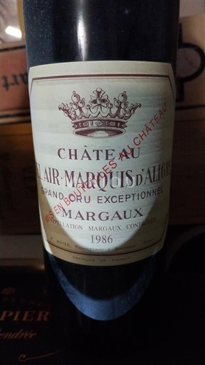 Bordeaux Margaux Château Clair-Marquis d'Alignan Grand Bordu Exceptionnel 1986