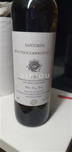 Vinhos Blanc sec Koutsoyannopoulos 2020 Grécia Ilhas do Egeu Santorini