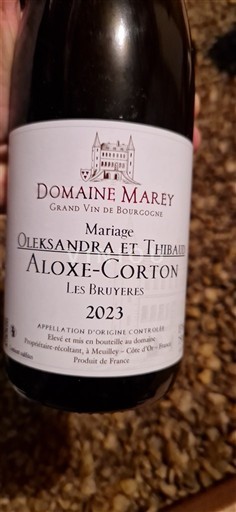 Borgoña Aloxe-Corton Domaine Marey Oleksandra et Thibaud Les Bruyeres 2023