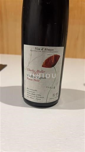 Vinhos Rouge sec Vieilles Vignes Pinot Noir Charles Muller & Fils 2019 França Alsácia Vin de France