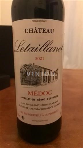 Vinos Rouge sec Château Letaillanet 2021 Francia Burdeos Médoc AOC