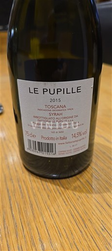 Toscana Não especificado Le Pupille Syrah 2015