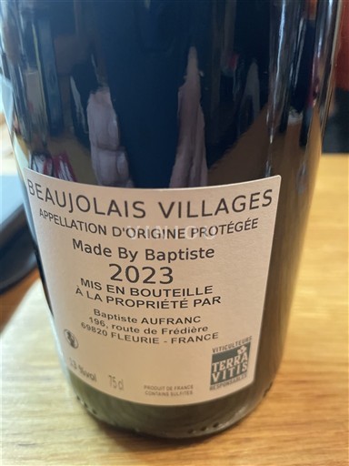 Beaujolais Beaujolais Villages Baptiste Aufranc Made By Baptiste 2023