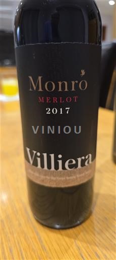 Vinos Rouge sec Monro Merlot Villiera 2017 Sudáfrica Región Costera Stellenbosch